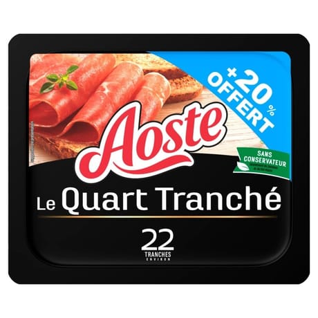 Aoste 1/4 jambon cru nature + 20% offert 264g