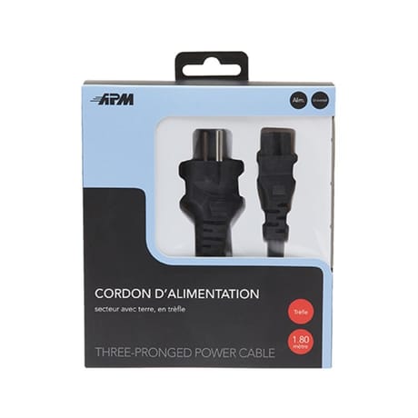 Apm cordon alimentation secteur cee 7-7 g/iec c5 m/f noir 1.8m 510014