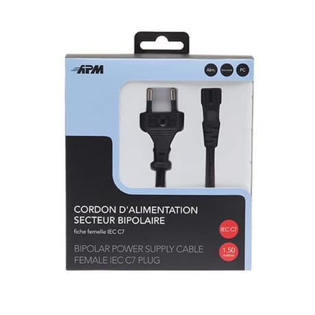 Apm cordon alim secteur bipolaire cee 7-16/iec c7 m/f 510010