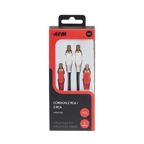 Apm cordon 2 rca mâle/mâle noir 5m 417012