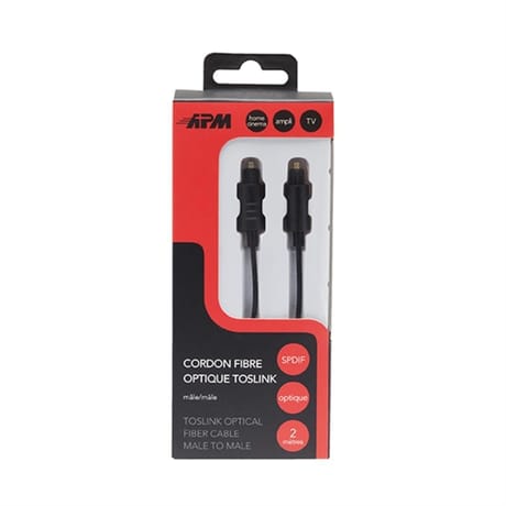 Apm Cordon fibre optique toslink mâle/mâle noir 2m 416014