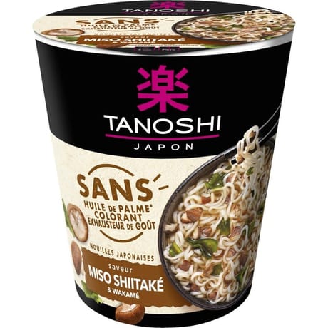 Tanoshi tano cup nouilles sans color shitake 64g