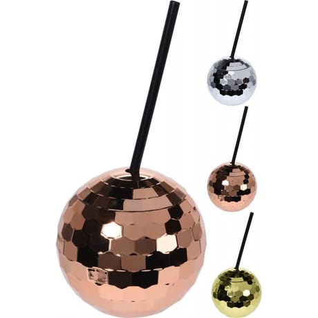 Mug boule à facette avec paille