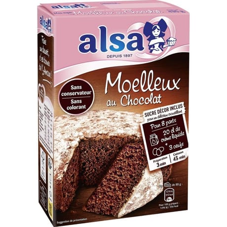 Alsa préparation gâteau moelleux chocolat 435g