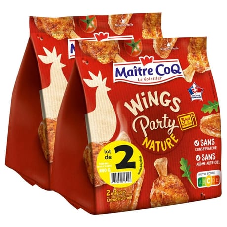 Maître Coq wings party nature lot 2x400g
