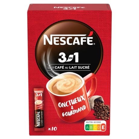 Nescafé 3 en 1 - Café soluble au lait sucré - 10 sticks - 165g