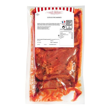 Côtes de porc marinées x4 fe 650g charculor