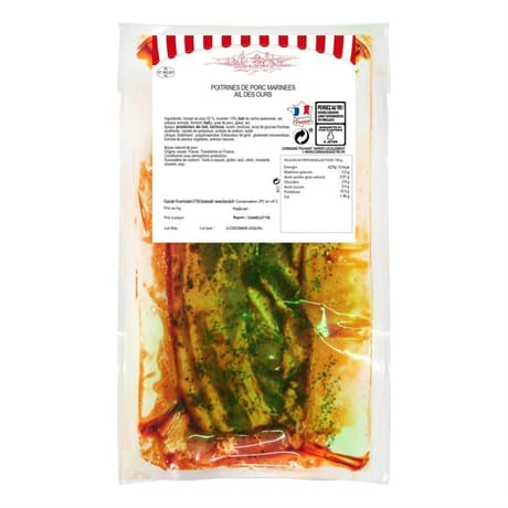 Poitrines de porc marinées à l'ail des ours x4 fe 450g charculor
