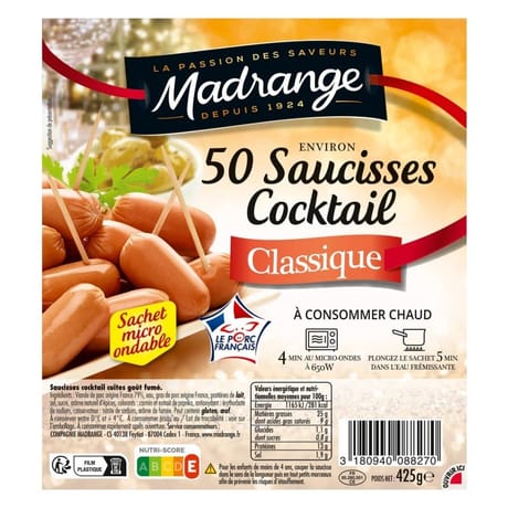 Madrange saucisses cocktail classique x50 425g