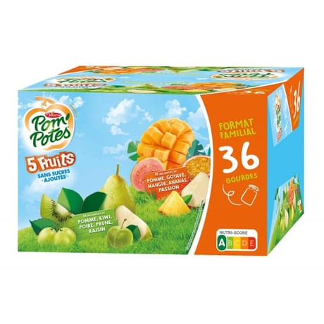 Pompotes materne 5 fruits verts et 5 fruits exotiques 36x90g-3240g