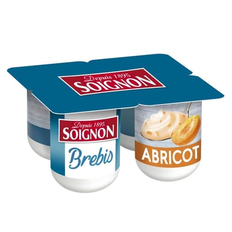 Soignon yaourt brassé au lait entier de brebis abricot 4x110g