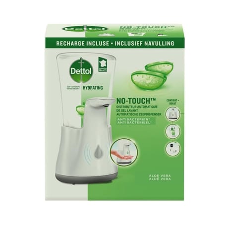 Dettol no-touch distributeur automatique de gel lavant aloé vera +recharge incluse
