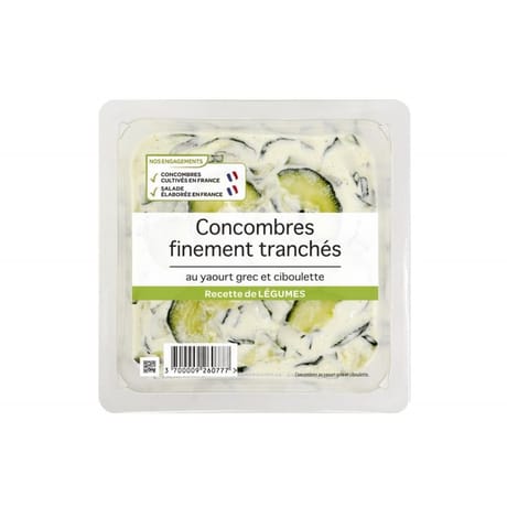 Concombres finement tranches au yaourt grec et ciboulette 300g