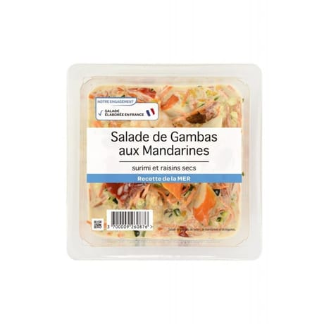 Salade gambas aux mandarines surimi et raisins secs 200g