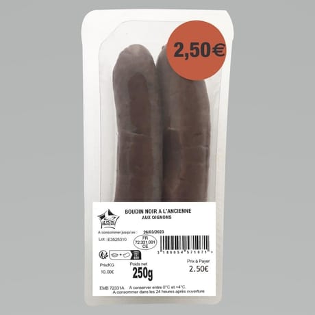 Boudin noir oignons VPF 2x125g