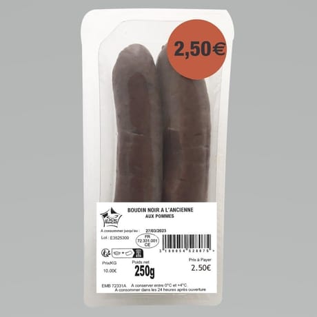 Boudin noir pommes vpf 2x125g