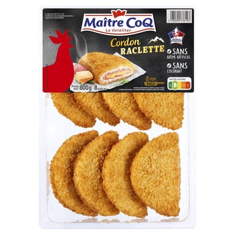 Maître Coq cordon bleu de poulet raclette 8x100g