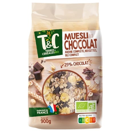 Terres et Céréales muesli chocolat bio 900G