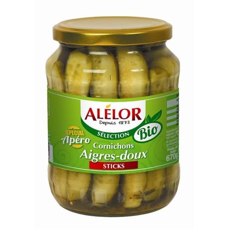 Alélor cornichons aigre-doux bio 360g