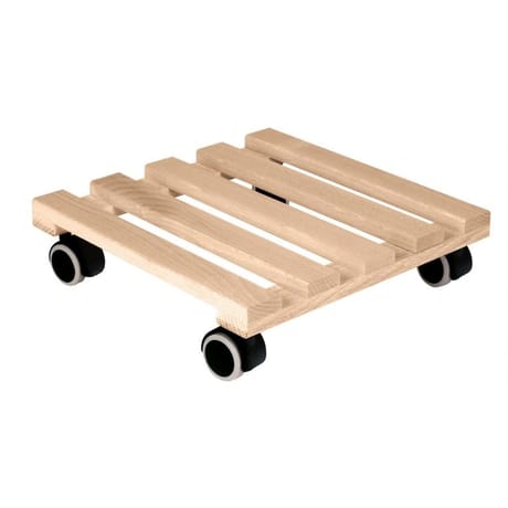Support a roulettes carre 29 x 29 cm en bois d'hêtre - 4 roulettes