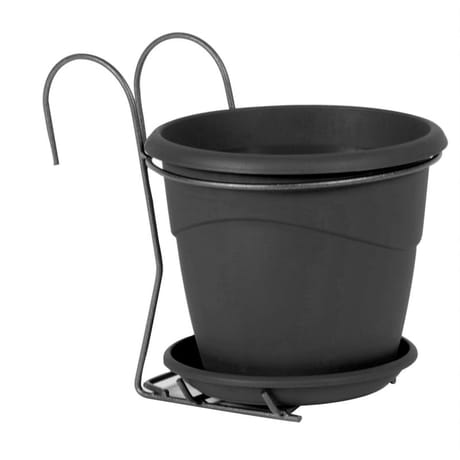 Lot 1 pot marina perce diam. 18 cm + soucoupe + support - anthracite
