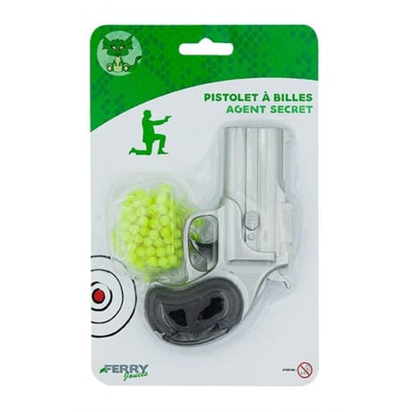 Pistolet à billes agent secret + recharge 100 billes