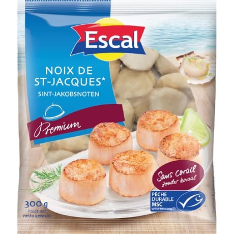 Escal noix de St Jacques sans corail MSC 300g