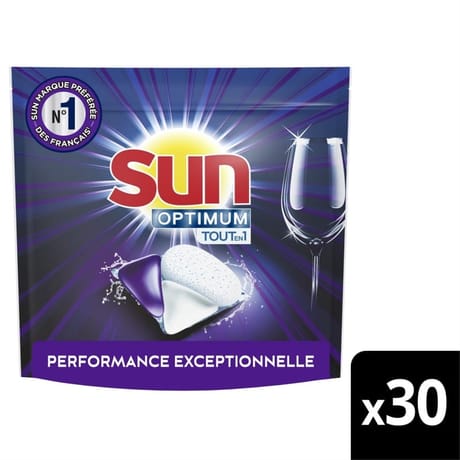 Sun capsules lave vaisselle optimum tout en 1 30 lavages
