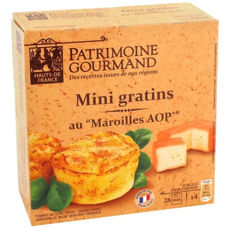 Patrimoine gourmand 4 mini gratins au maroilles aop 400g