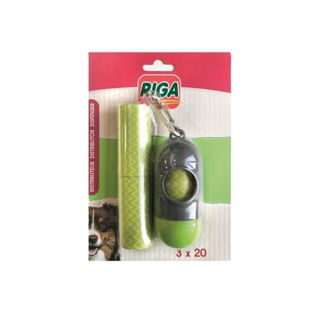 Riga sachets ramasse crotte 3x20 + distributeur