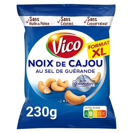 Vico noix de cajou grilles et sallees au sel de guerande 230g
