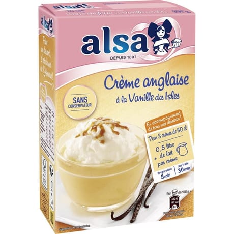 Alsa préparation crème anglaise vanille des Isles 3 sachets 300g