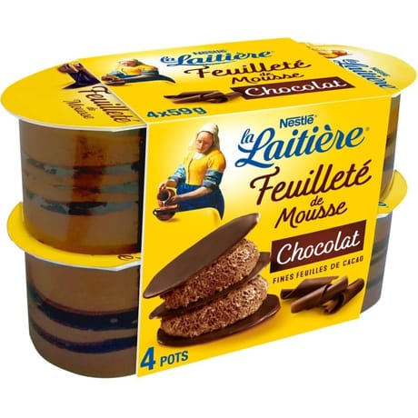 La Laitière feuilleté de mousse chocolat 4x57g