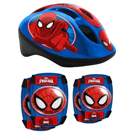 Combo casque, coudières, genouillères Spiderman