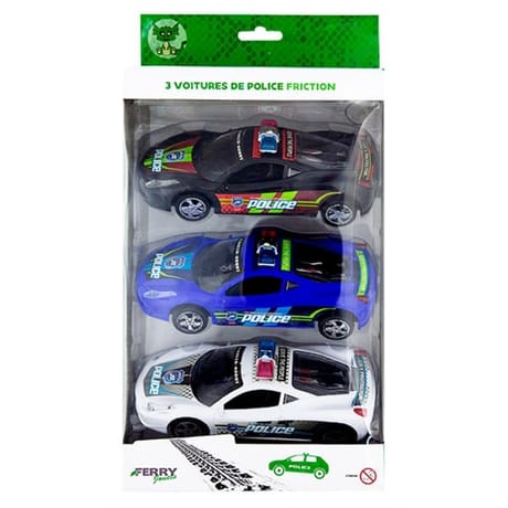 3 voitures police 17cm à friction