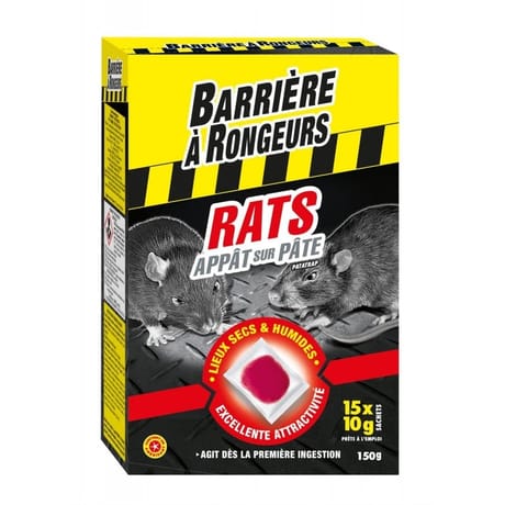 Barrière à rongeurs rats appât sur pâte 150 g