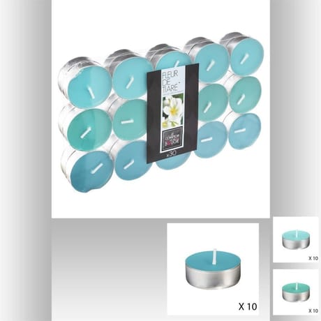 Lot de 30 bougies chauffe-plats fleur de tiaré Nina