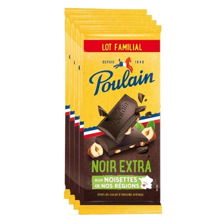 Poulain noir extra noisettes 4x100g-400g