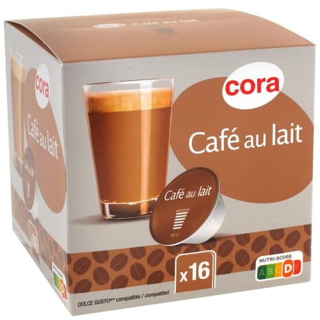 Cora 16 capsules type Dolce Gusto café au lait 160g