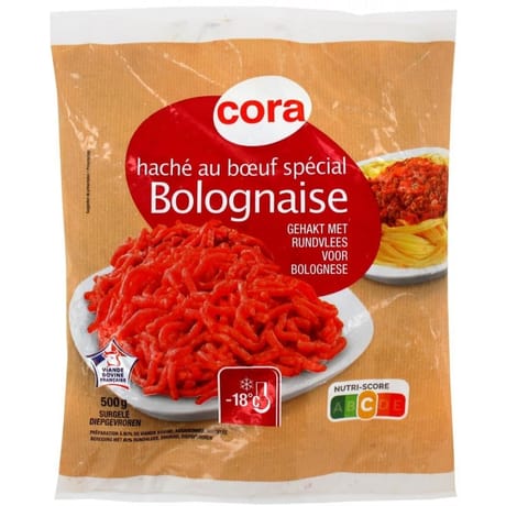 Cora haché au boeuf spécial bolognaise vbf 500g