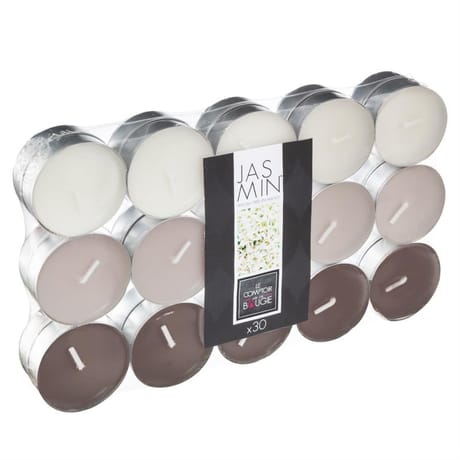 Lot de 30 bougies chauffe-plats parfumées jasmin Nina