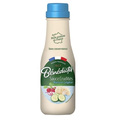 Benedicta sauce crudités nature légère flacon verre 295g