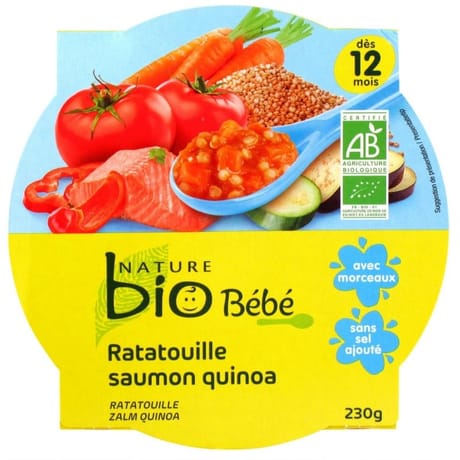 Nature bio assiette 12 mois saumon ratatouille quinoa 230g