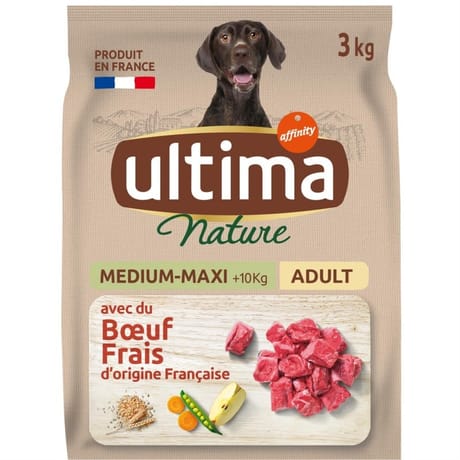 Ultima nature croquettes chien medium maxi boeuf  3kg