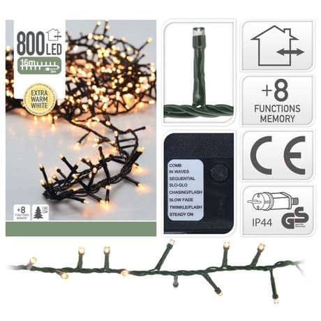 Guirlande ext 800 led microcluster blanc chaud