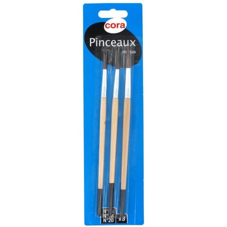 Blister 3 pinceaux poils de poney n° 16 18 20