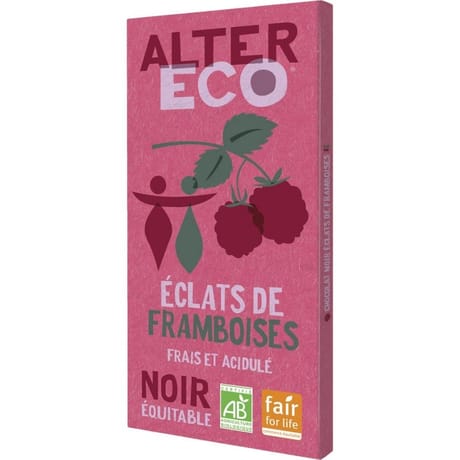 Alter éco chocolat noir éclats de framboises bio 100g