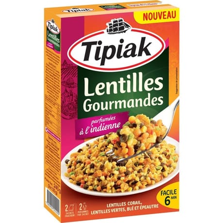 Tipiak lentilles gourmandes parfumées à l'indienne 240g