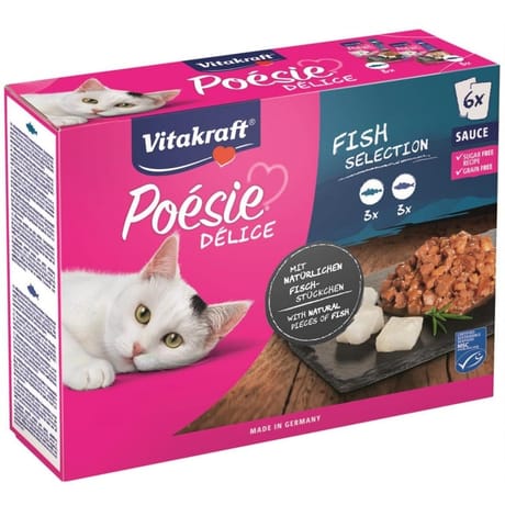 Vitakraft poésie delisauce mAu cabillaud et au colin.6x85 grammes