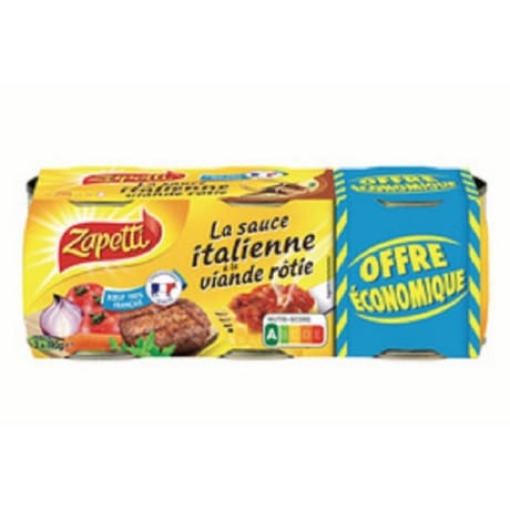 Zapetti lot de 3 sauces italiennes 190g offre eco